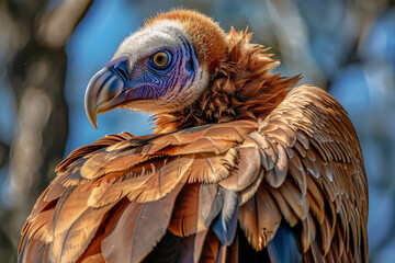 photo closeup shot of a fierce looking vulture