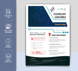 Fototapeta premium Business Technology Corporate Poster Flyer A4 Print for IT Company