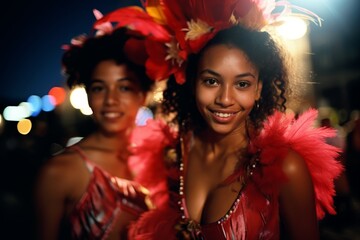 Colombian woman at the Carnavales de Barranquilla celebration, in colorful cultural attire