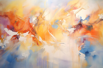 Radiant Sunlit Soiree, abstract landscape art, painting background, wallpaper, generative ai