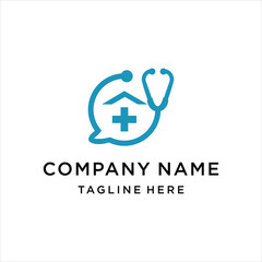 Doctor house logo design with stethoscope icon, design inspiration, vector