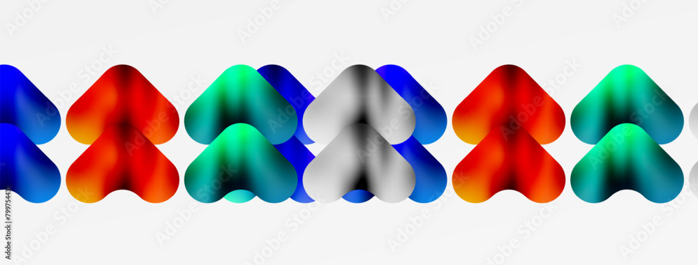Poster An artistic display of colorful arrows in electric blue and magenta hues on a white backdrop, creating a striking pattern reminiscent of a logo or graphics design