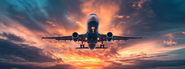 The plane took off into the sky. selective focus. Generative AI,