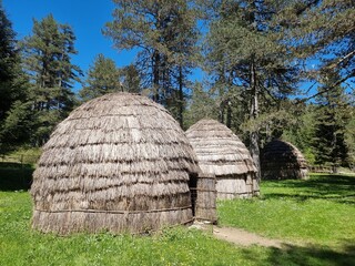 huts in ioannina gifrokampos area, made from straw made from sheepkeepers called sarakatsani in...