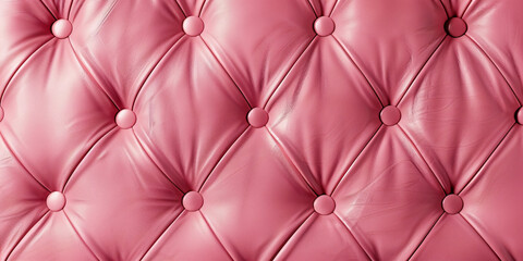 Light pink leather upholster with diamond pattern connected by buttons