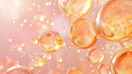 Transparent bubbles, scientific cosmetic 3D collage, Generative AI,