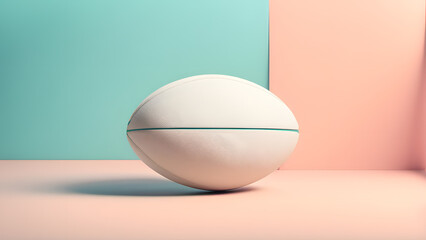 A white football is sitting on a pink background