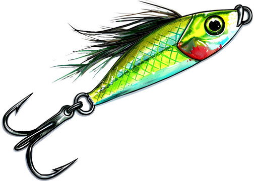 Fishing Lure illustration, Watercolor Fishing Bait