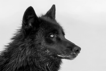 Naklejka premium Epic Wolf Portrait Against Snowy Autumn Backdrop - Majesty, Endurance, Wilderness