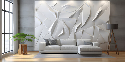 Modern abstract design for home interior textured pastel wall empty room with long windows  on grey background
