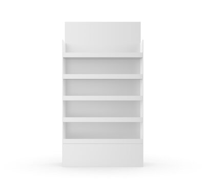 POS POI floor product blank display rack stand, 3d illustration.