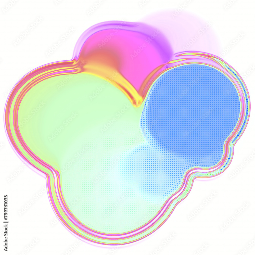 Poster Digital illustration with an abstract organic shape in neon color. 3d rendering