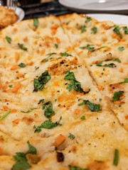 Flat bread Naan with sesame, middle east arab menu. Dinner menu.