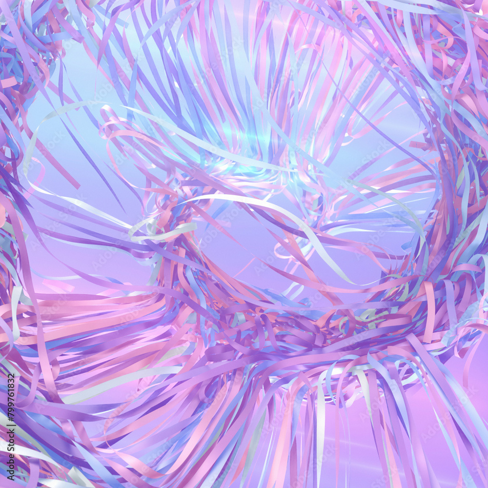 Poster the paper ribbons are also pastel and intertwine to create a vibrant background. 3d rendering digita