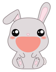 Kids Easter Grey Bunny Illustration