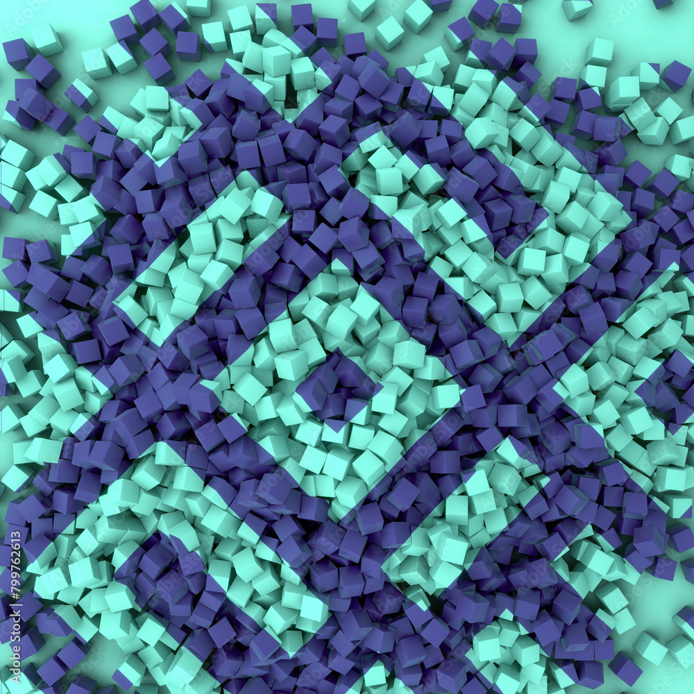 Aufkleber A simple geometric pattern consisting of many small cubes. 3d rendering illustration