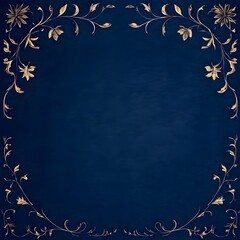golden color on dark blue background parchment with a thin barely noticeable floral ornament, Ai Generated