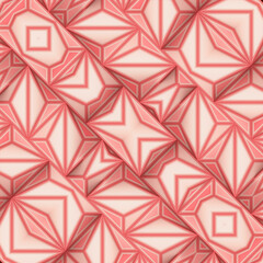 Fascinating three-dimensional geometric shapes in coral hues. 3d rendering illustration