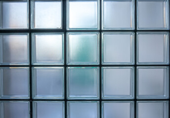 Textured Glass Block Wall Illuminated by Natural Light, Modern Architectural Detail