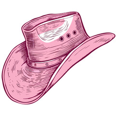 Female pink cowboy hat illustration Cowboy girl hat