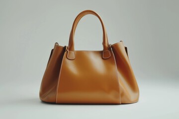 Elegant Brown Leather Handbag on White Background for Fashion Accessories