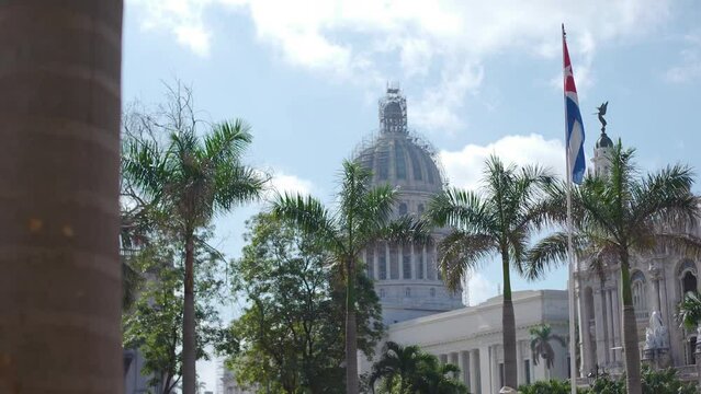 Capitolio in Havana , general view through trees