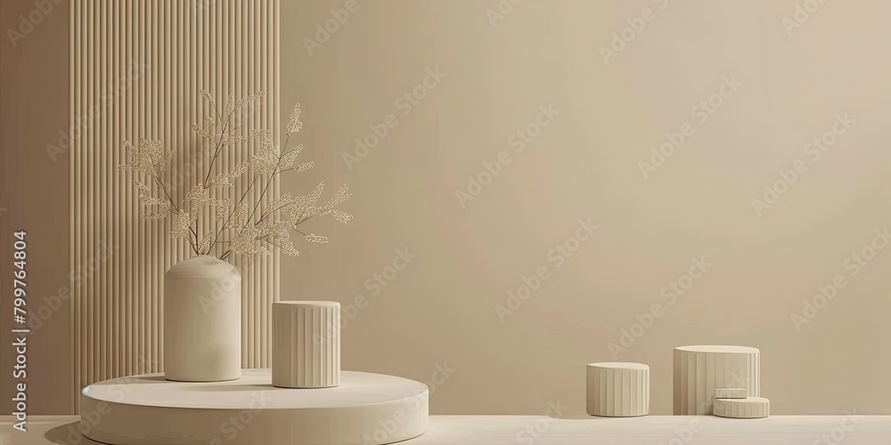 Poster minimal abstract background for branding and product presentation. beige subtle geometric on beige b