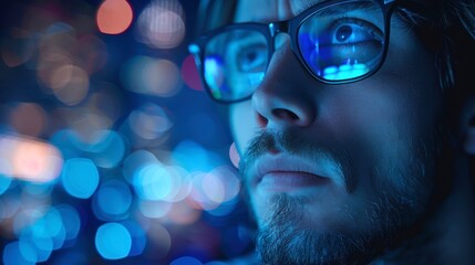 Photo of a developer with neon lights