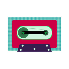 an illustration of an old cassette tape with a flat retro style that can be used for your design decoration