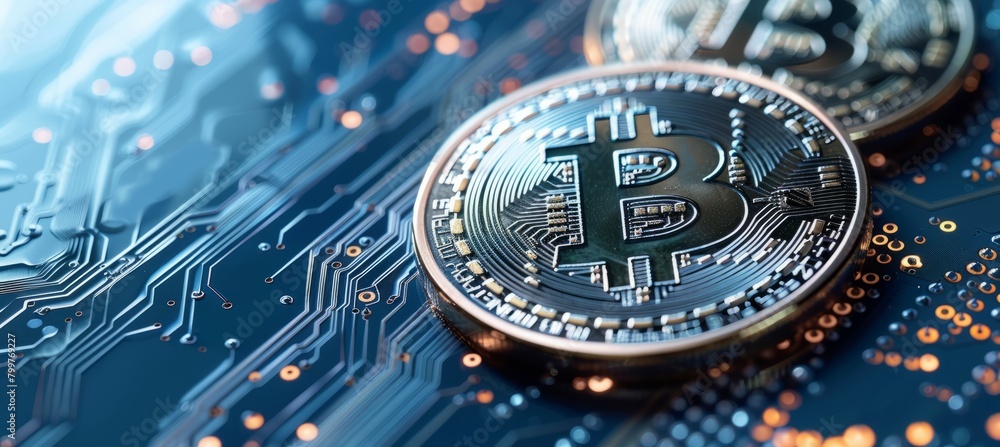 Aufkleber bitcoin. generative ai technology.