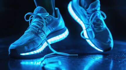 close-up hologram athletes shoes fitness