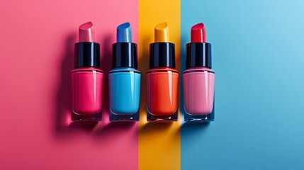 A minimalist nail polish package with multiple colors free of any branding, Generated by AI - obrazy, fototapety, plakaty