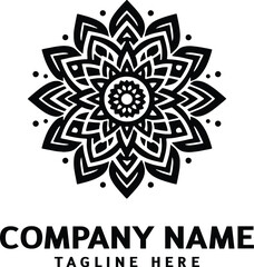 Mandala logo design. Abstract beauty Mandala. Floral ornament. Decorative circle ornament style. Black logo