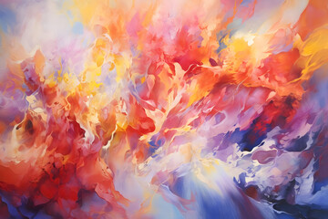 Brilliant Sunlit Symphony, abstract landscape art, painting background, wallpaper, generative ai