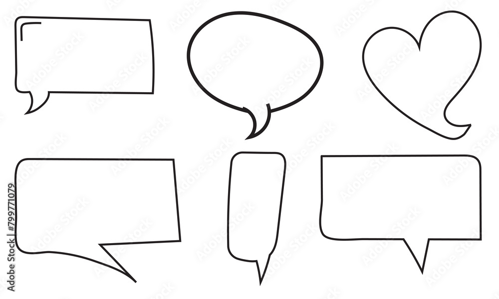 Poster hand drawn chat bubbles and circular oval frames set. hand drawn chat bubbles and circular oval fram