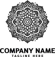 Mandala logo design. Abstract beauty Mandala. Floral ornament. Decorative circle ornament style. Black logo