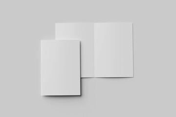 Realistic blank A4 bi-fold brochure for mockup. Paper illustration.