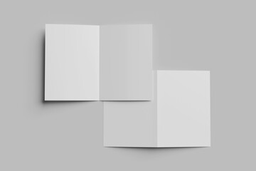 Realistic blank A4 bi-fold brochure for mockup. Paper illustration.