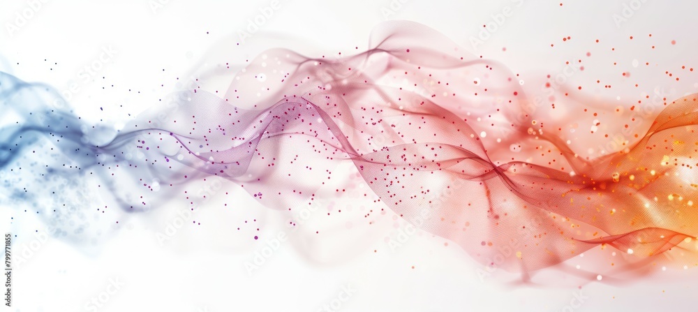 Aufkleber Colorful abstract network mesh wave particles. Generative AI technology.	
