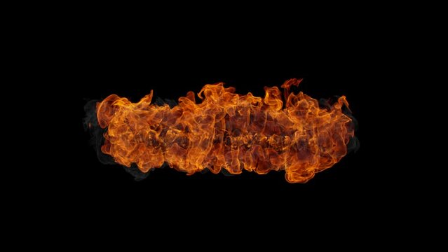 Super Slow Motion Shot of Linear Fire Flame Isolated on Black Background at 1000fps.