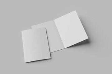 Realistic blank A4 bi-fold brochure for mockup. Paper illustration.
