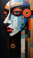  A Painting of a Prismatic Visage: Bold Blocks Compose a Playful Face