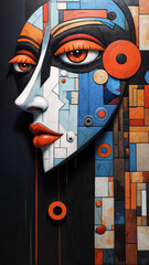  A Painting of a Prismatic Visage: Bold Blocks Compose a Playful Face
