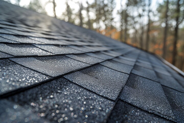 New Shingle Roof with sunset Background
