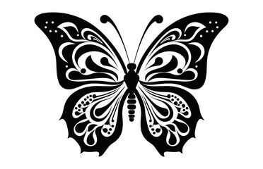 Butterfly Mandala Vector art Silhouette black Clipart
