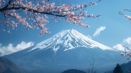 Mount Fuji in Spring , Cherry blossom Sakura, Japan