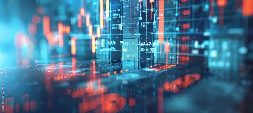 Aufkleber digital diagram chart display. finance business economy market visualization. generative ai technolo