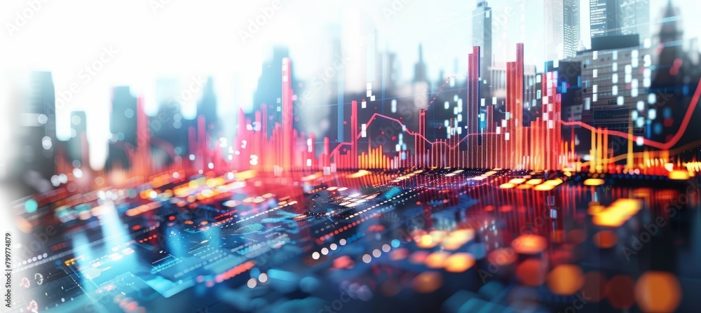 Aufkleber business chart data on display screen. finance economy market visualization. generative ai technolog