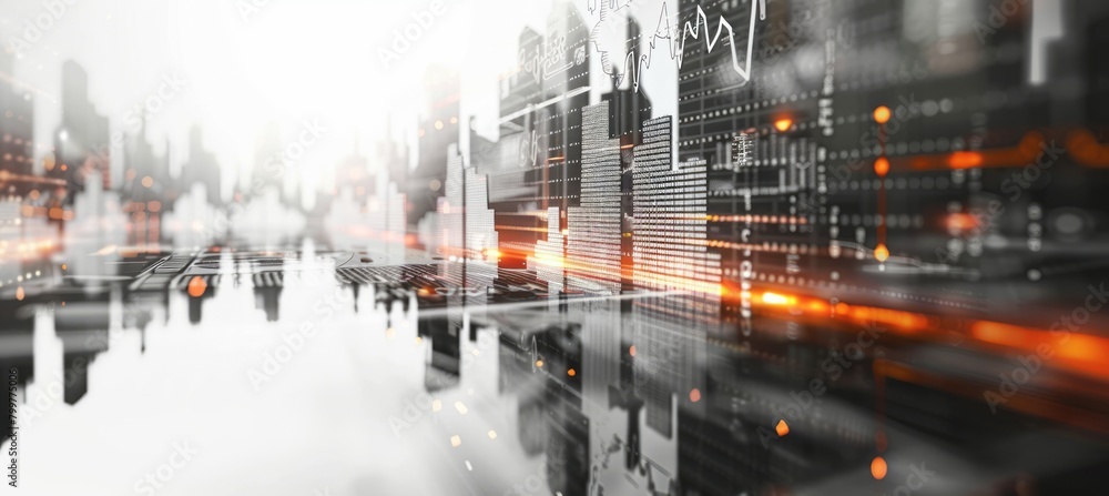 Aufkleber Business finance graph data visualization. Generative AI technology.