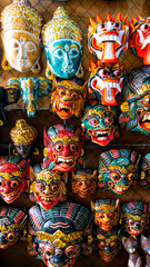 Typical souvenir shop selling souvenirs and handicrafts of Bali at markets, Indonesia.